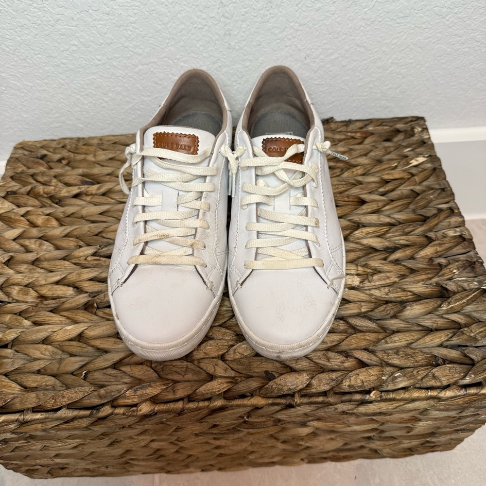 Cole Haan Women's White Leather Sneakers - Picture 2 of 7